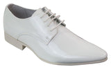 Mens Laced Smart Leather Lined Shoes Party Wedding Italian Pointed Patent Shiny