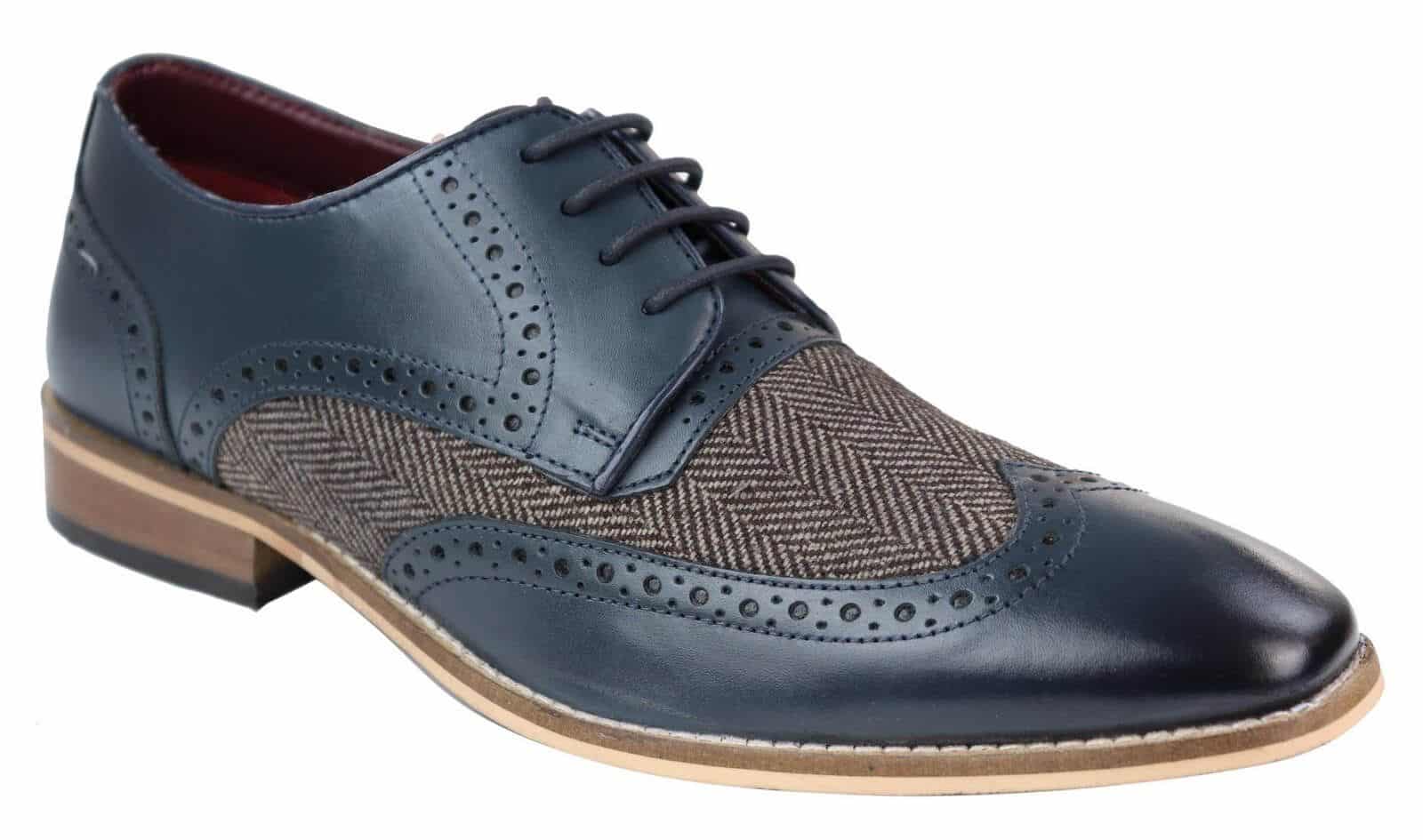 Mens Leather & Tweed 1920s Gatsby Shoes