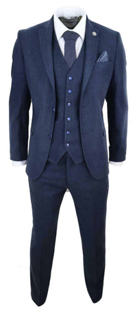 Mens Navy-Blue Peaky Blinders Wool Suit
