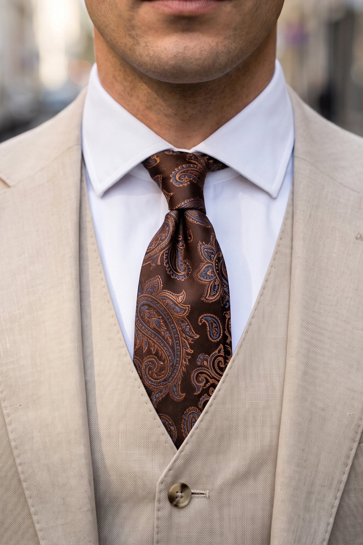 Męski granatowy krawat w stylu paisley