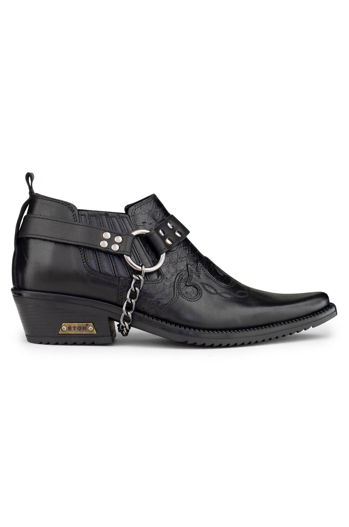 Mens Real Leather Riding Shoes with Chain