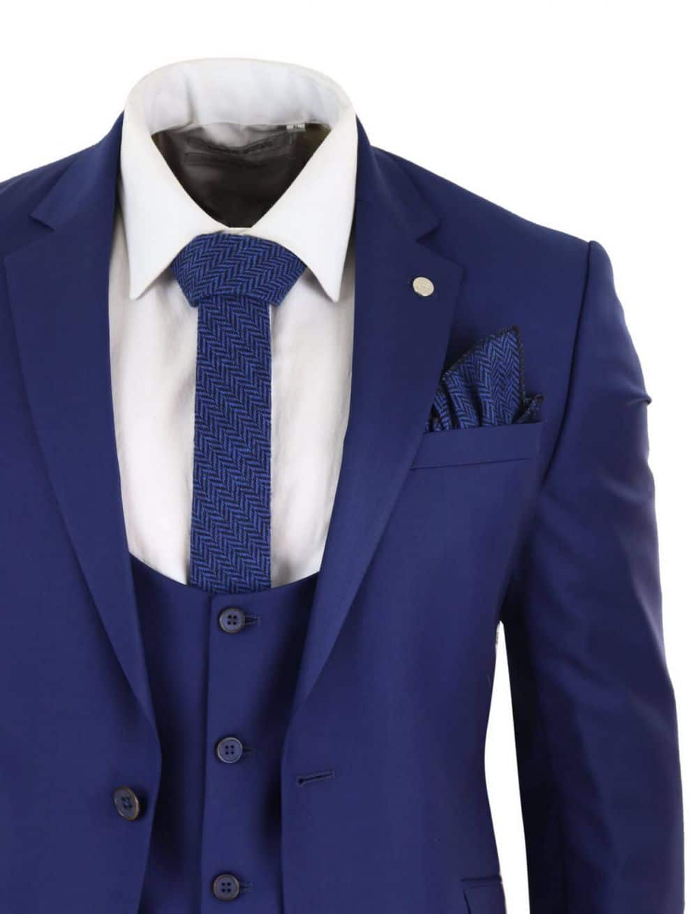 Mens Royal Blue 3 Piece Wedding Suit