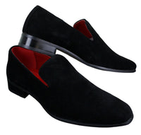 Mens Slip On Suede Driving Loafers Shoes Leather Smart Casual Red Blue Black