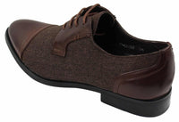 Mens Smart Casual Laced Tweed & Leather Laced Shoes Vintage Retro