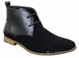 Mens Suede Leather Black Laced Chelsea Dealer Ankle Boots Smart Casual Formal