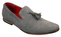Mens Suede Leather PU Slip On Driving Shoes Loafers Tassel Red Grey Blue Brown Black