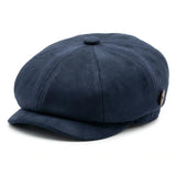 Męska czapka zamszowa Vintage 8-Panel Classic Gatsby Baker Boy – granatowa