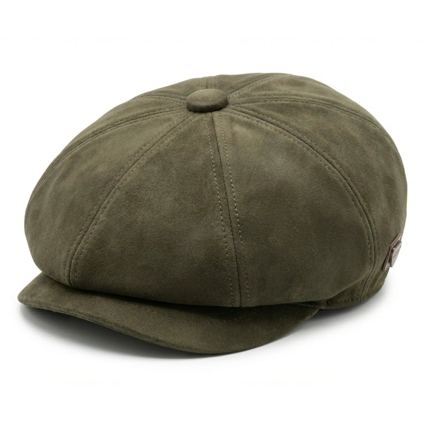 Męska czapka zamszowa Vintage 8-Panel Classic Gatsby Baker Boy - Oliwkowa