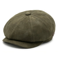 Męska czapka zamszowa Vintage 8-Panel Classic Gatsby Baker Boy - Oliwkowa