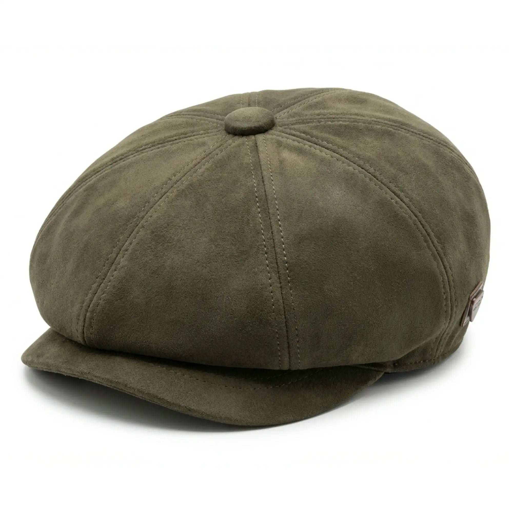 Męska czapka zamszowa Vintage 8-Panel Classic Gatsby Baker Boy - Oliwkowa