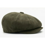 Męska czapka zamszowa Vintage 8-Panel Classic Gatsby Baker Boy - Oliwkowa