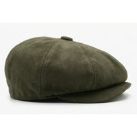 Męska czapka zamszowa Vintage 8-Panel Classic Gatsby Baker Boy - Oliwkowa