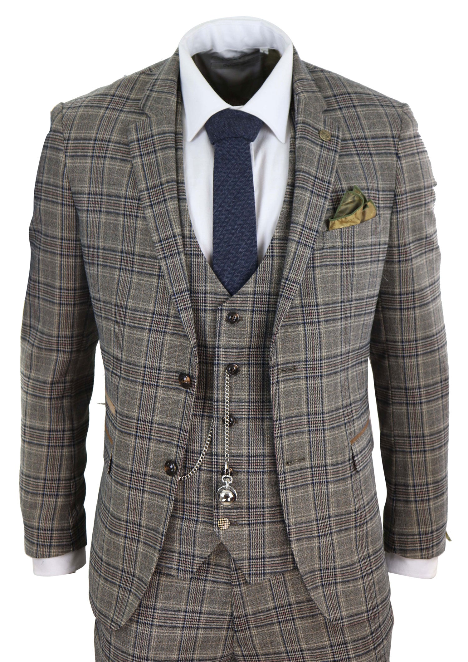 Mens Grey Сheckered 3 Piece Suit