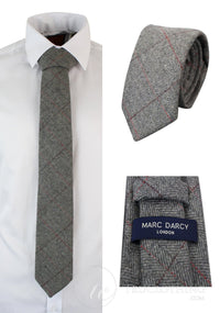 Mens Tweed Herringbone Textured Marc Darcy Ties Classic Vintage Retro Deon