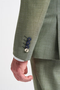 Męski 3-częściowy garnitur w kolorze szałwiowo-zielonym, lniany, dopasowany, na wesele, bal, klasyczny