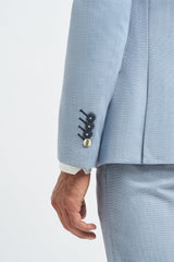 Męski 3-częściowy garnitur jasnoniebieski, letni, lniany, dopasowany, ślubny, balowy, klasyczny