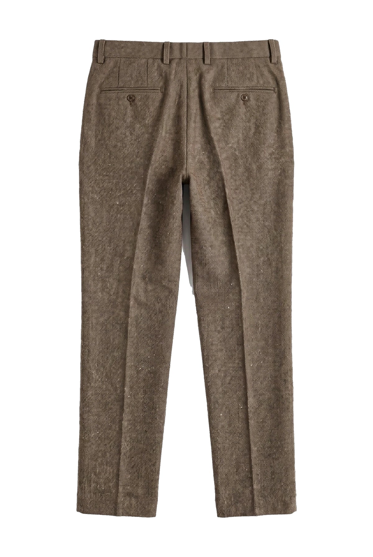 Oscar - Męskie brązowe spodnie tweedowe z mieszanki wełny