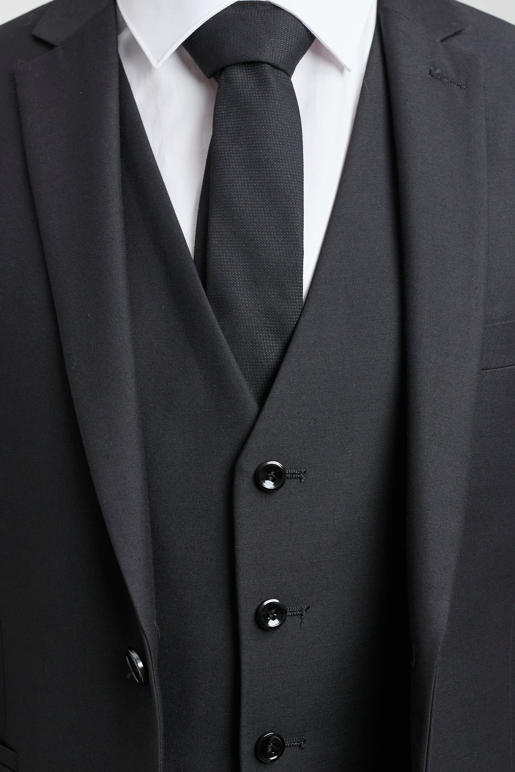 Paul Andrew Parker - Męski 3-częściowy garnitur w kolorze czarnym, dopasowany, klasyczny, na pogrzeb i żałobę