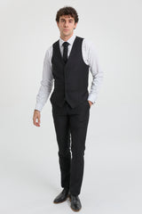 Paul Andrew Parker - Męski 3-częściowy garnitur w kolorze czarnym, dopasowany, klasyczny, na pogrzeb i żałobę