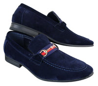 Patron 239 Suede Mens Suede Shoes Buckle Slip On Loafers Smart Casual Navy Blue Brown Black PU