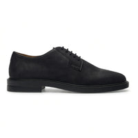 Pedro - Męskie, czarne, zamszowe, matowe, sznurowane buty typu derby