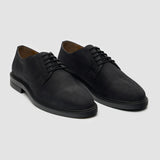 Pedro - Męskie, czarne, zamszowe, matowe, sznurowane buty typu derby