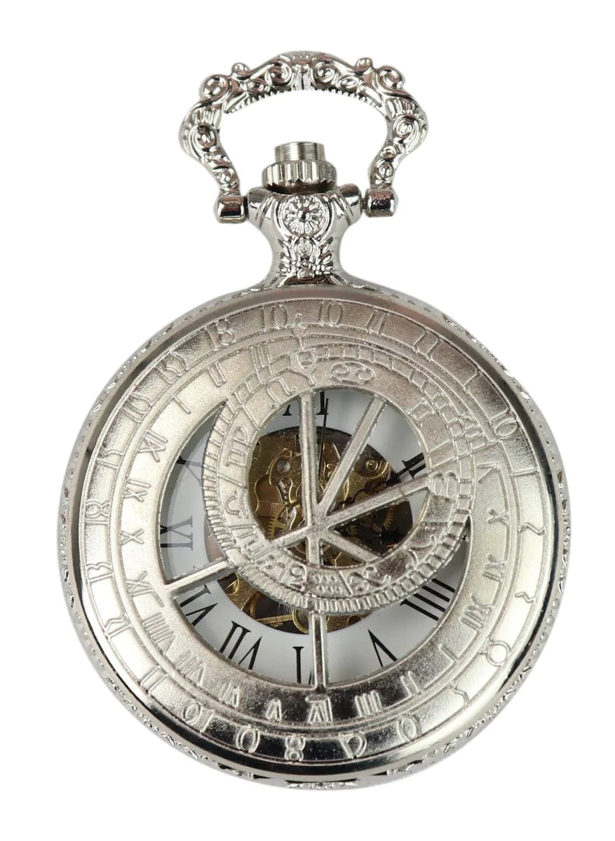 Automatic Mechanical Vintage Pocket Watch Silver Color