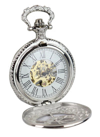 Automatic Mechanical Vintage Pocket Watch Silver Color