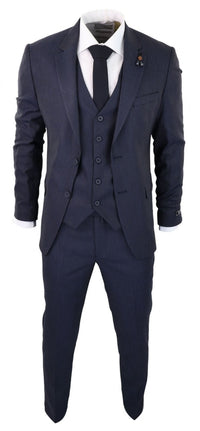 Navy-Blue Pinstripe 3 Piece Suit - RC20-31