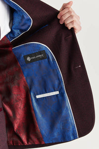 Regent - Męska marynarka w kratkę w kolorze wina, dopasowana do sylwetki