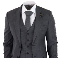 Dark-Grey Sheppard's Check 3 Piece Suit - RK20-12