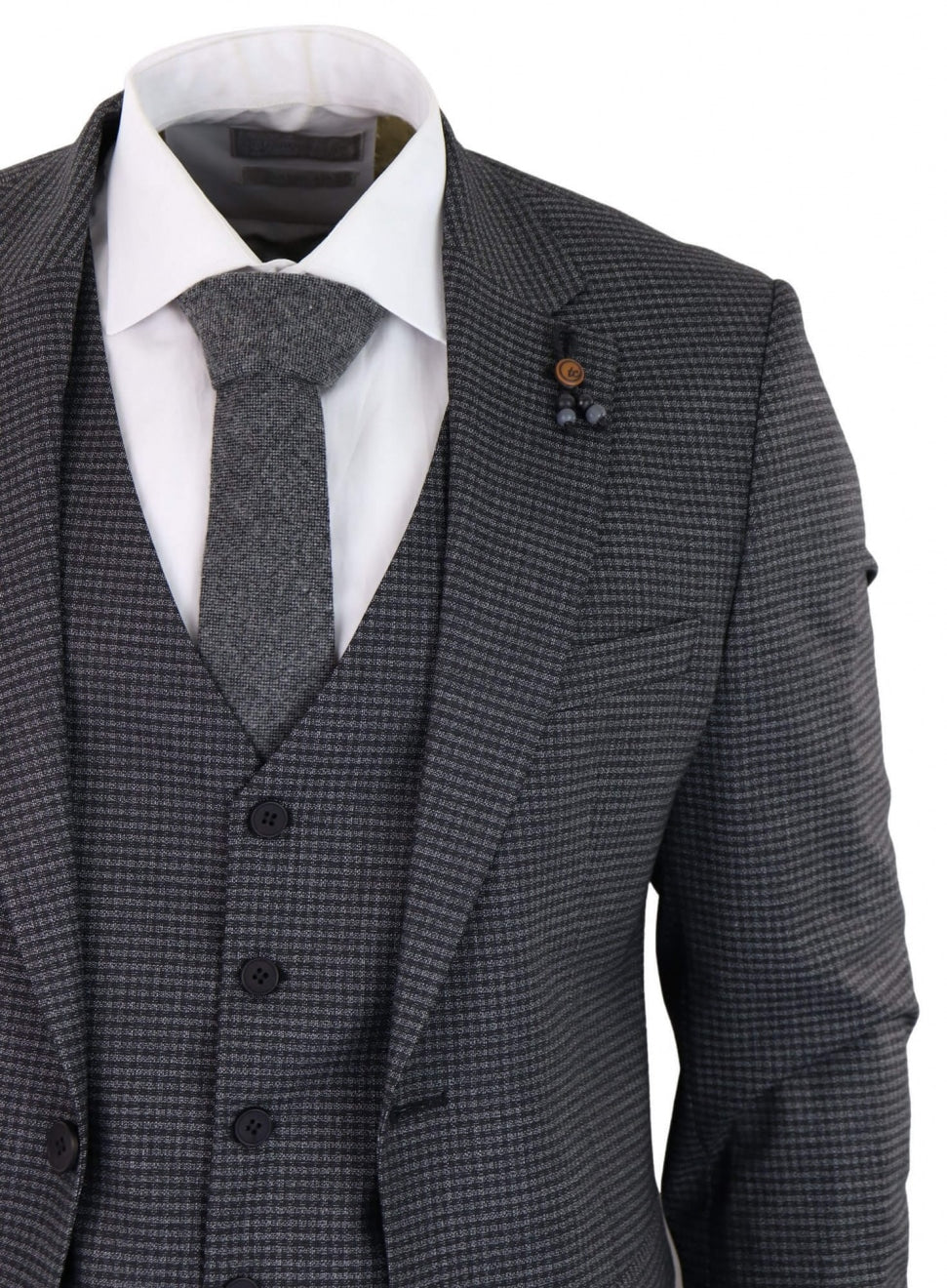Dark-Grey Sheppard's Check 3 Piece Suit - RK20-12