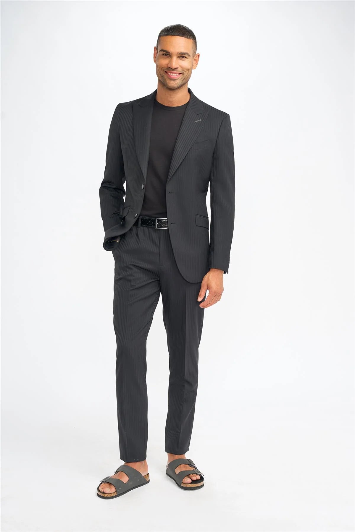 Roberto - Męska marynarka w czarne paski Shadow Tailored Fit