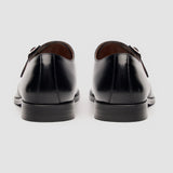 Romero - Męskie czarne, pojedyncze, lakierowane buty typu monk strap