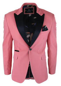 Mens Velvet Blazer Tuxedo Jacket Black Satin Lapel Pastel Pink