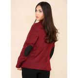 Damska tweedowa marynarka w jodełkę w kolorze czerwonego wina, klasyczna z lat 20. XX wieku