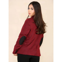 Damska tweedowa marynarka w jodełkę w kolorze czerwonego wina, klasyczna z lat 20. XX wieku