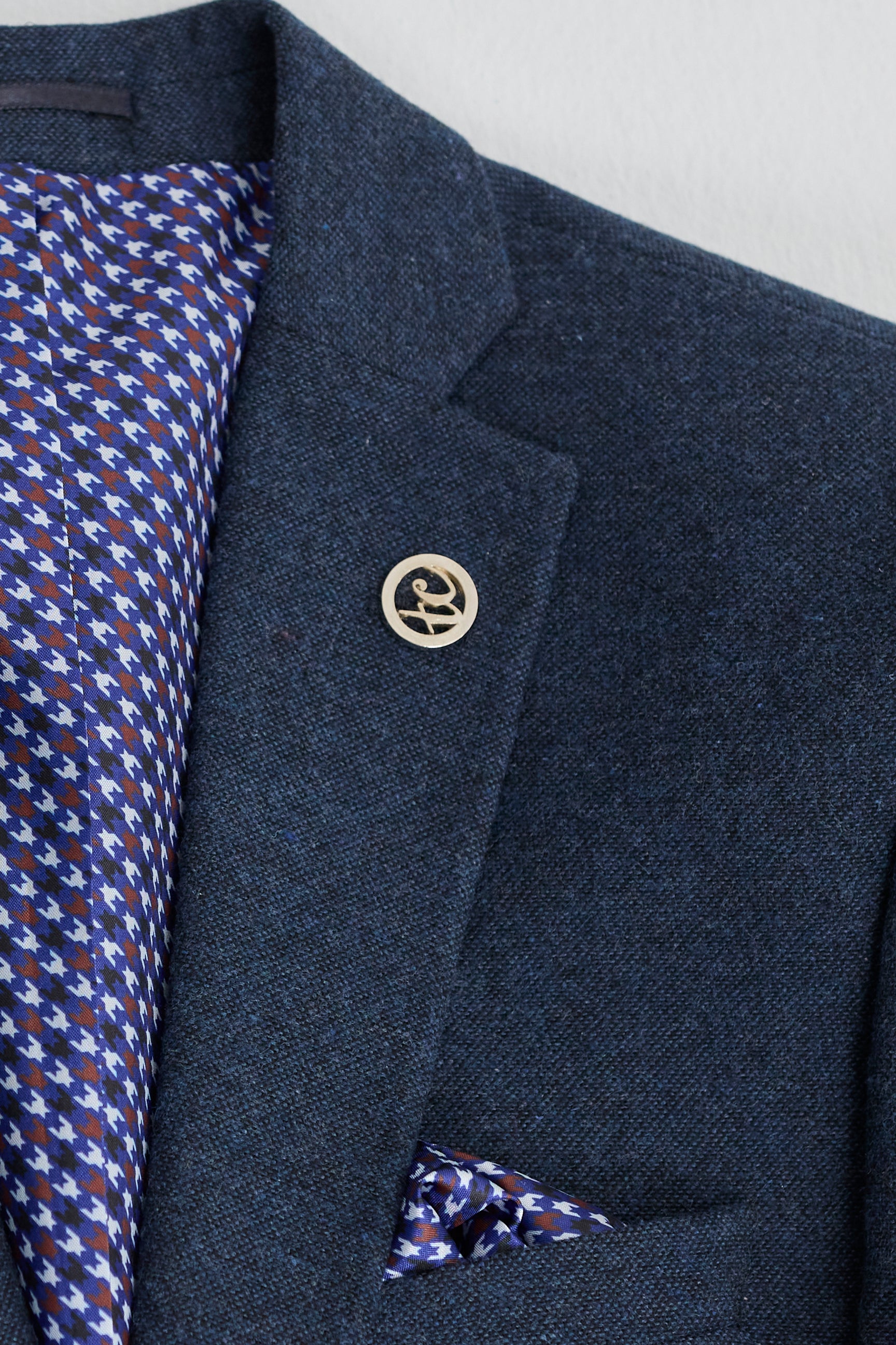 Męski granatowo-niebieski wełniany garnitur Peaky Blinders