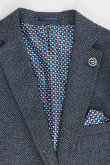 Męski 3-częściowy garnitur granatowy z dwurzędową kamizelką