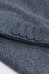 Męski 3-częściowy garnitur granatowy z dwurzędową kamizelką