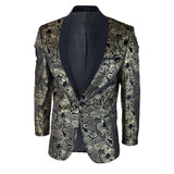 STZ64-65 - Men's Velvet Paisley Floral Blazer Black Tuxedo Jacket