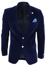 Mens Velvet Blazer Suit Jacket 2 Button Dinner Smart Casual Formal Tailored Fit