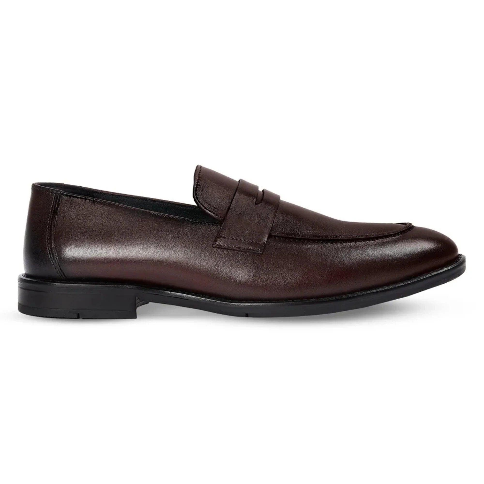 Ted - Brązowe, klasyczne, skórzane, męskie mokasyny typu „Moc Toe”