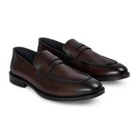 Ted - Brązowe, klasyczne, skórzane, męskie mokasyny typu „Moc Toe”