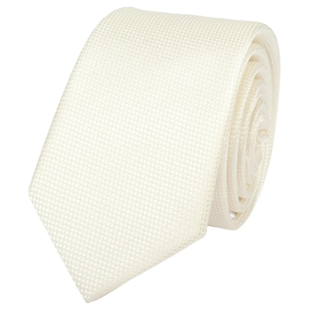 Men's Tie Pocket Sqaure Set Formal Solid Necktie - Ivory