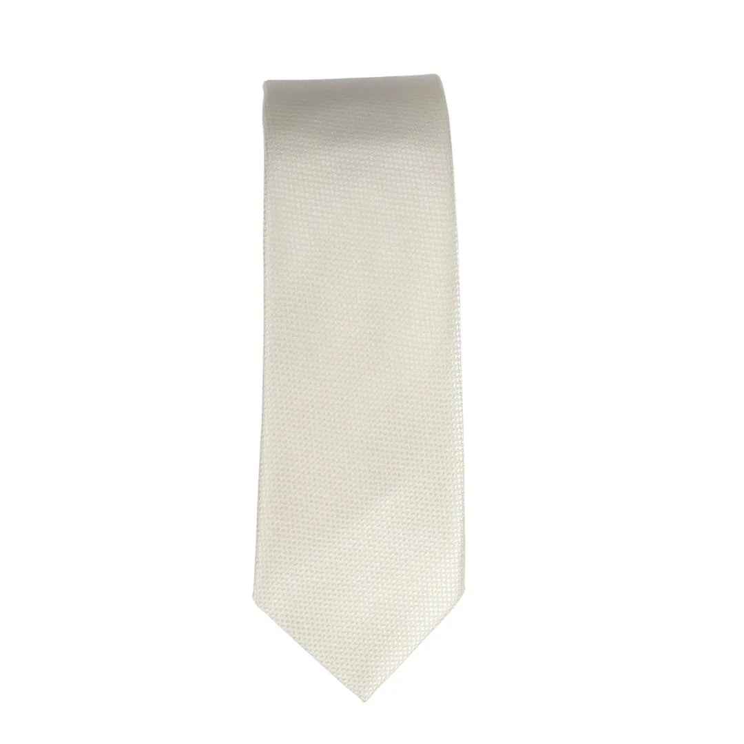 Men's Tie Pocket Sqaure Set Formal Solid Necktie - Ivory