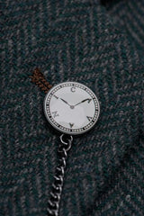 Thomas - Męska marynarka tweedowa w kolorze oliwkowo-zielonym w klasyczną jodełkę