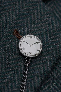 Thomas - Męska marynarka tweedowa w kolorze oliwkowo-zielonym w klasyczną jodełkę