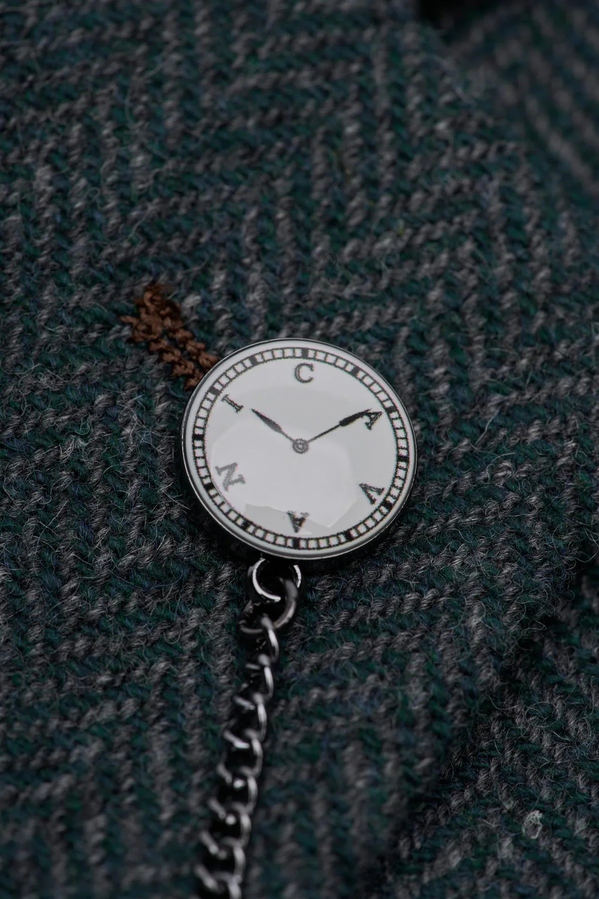 Thomas - Męska marynarka tweedowa w kolorze oliwkowo-zielonym w klasyczną jodełkę