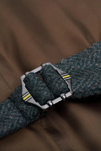 Thomas - męska kamizelka tweedowa z mieszanki wełny oliwkowej w jodełkę